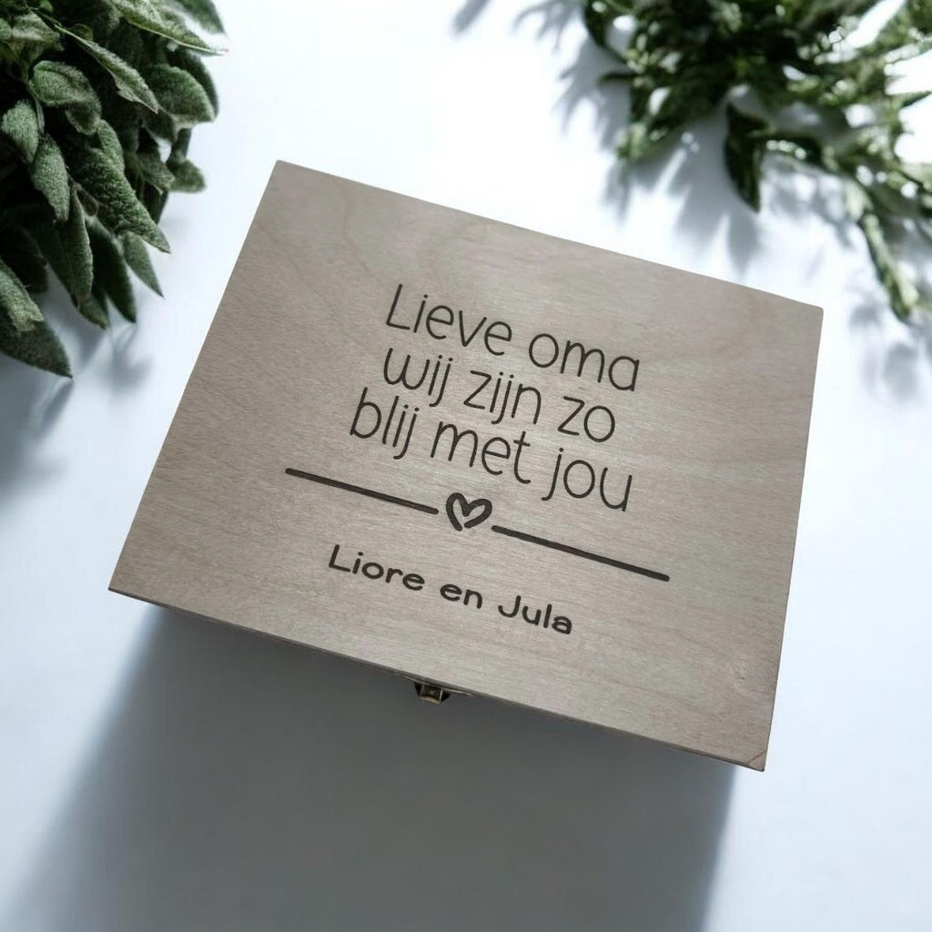 Theedoos oma/ mama gepersonaliseerd met namen