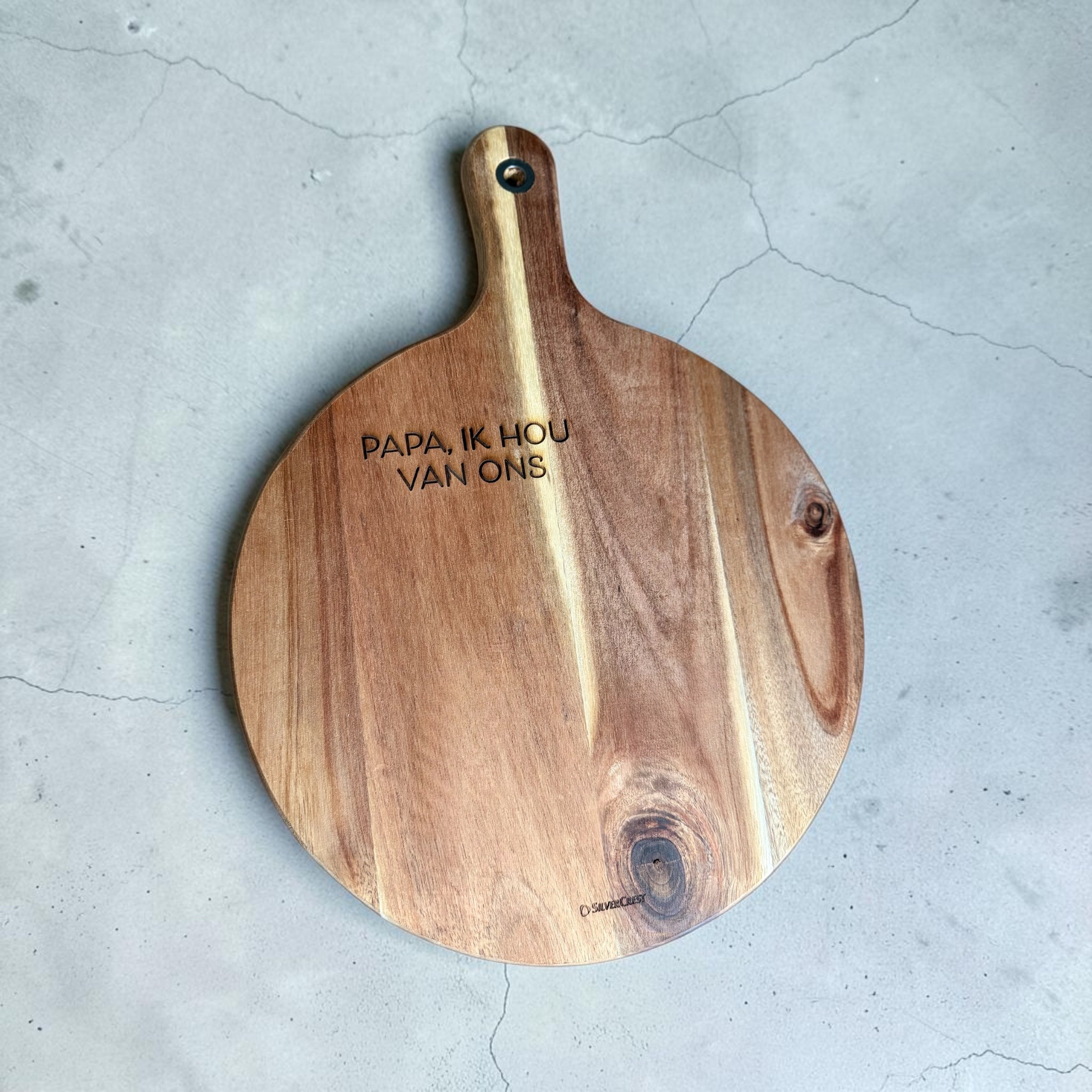 Borrelplank 'papa, ik hou van ons’