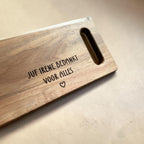 Borrelplank ‘juf bedankt voor alles’ gepersonaliseerd